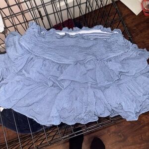 Mustard Seed Light Blue Ruffled Mini Skirt